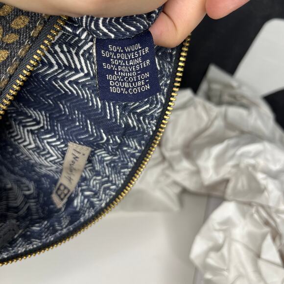 iNouiToosh Makeup Pouch Purse Metallic Leaves Gold Blue Fringe - Picture 6 of 8